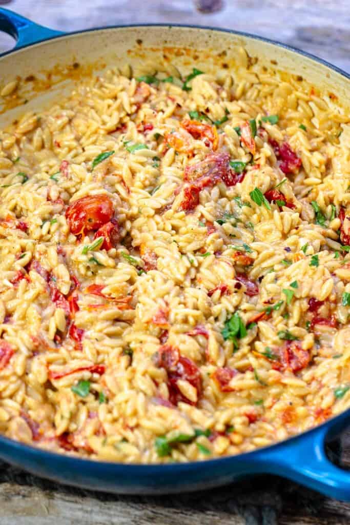 Creamy Orzo with Blistered Tomatoes | The Mediterranean Dish