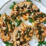 Pin image 1 for baked cauliflower steaks.