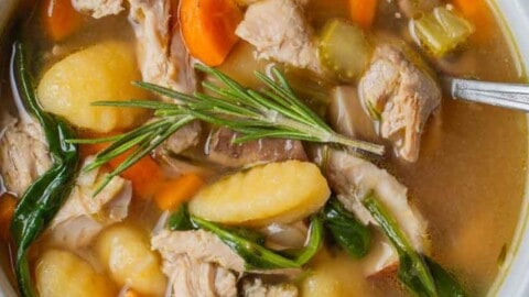 Chicken Gnocchi Soup web story poster image.
