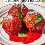 pin image 1 for polpette Italian meatballs in tomato sauce.