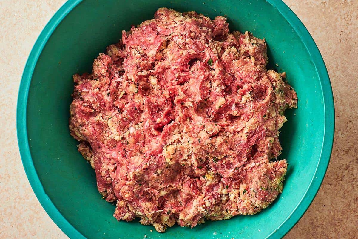 meatball mixture in a bowl.
