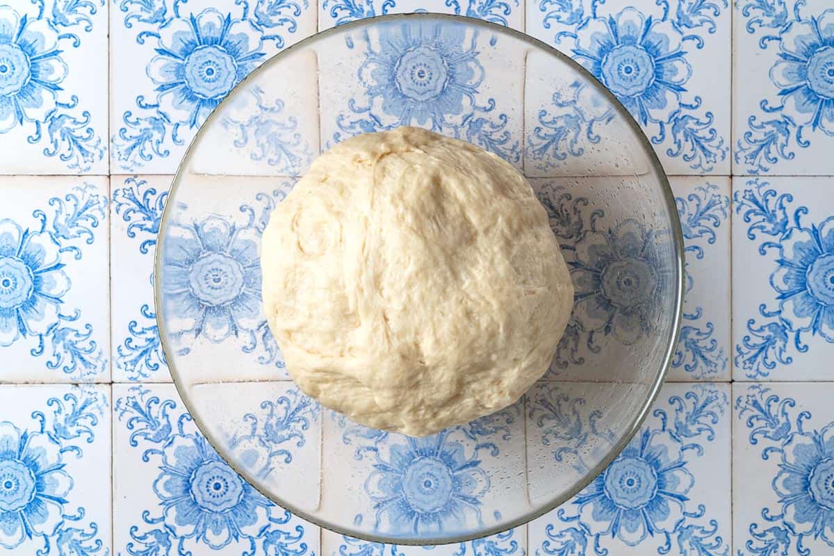 fatayer dough set aside to rise in a bowl.