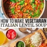 Italian lentil soup pin image 3.