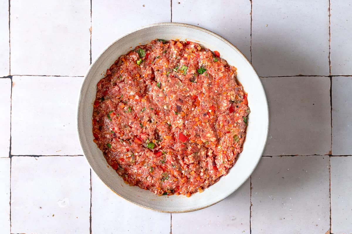 the unbaked meatloaf mixture in a large bowl.