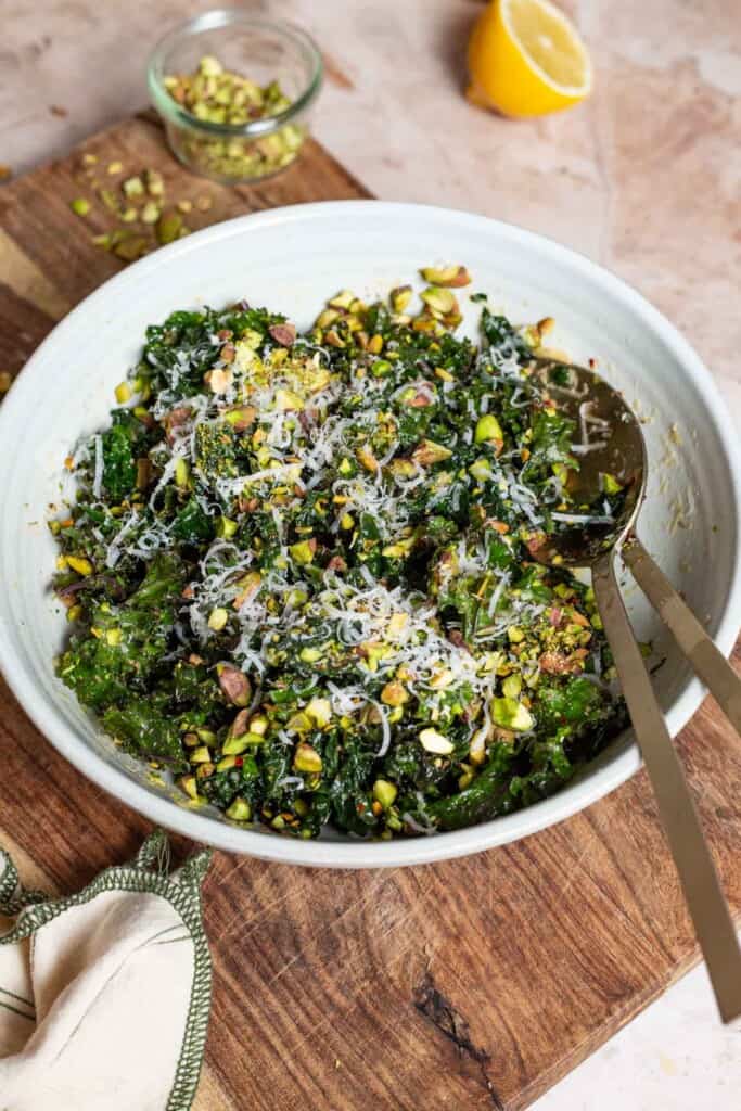 Kale Salad with Roasted Pistachios The Mediterranean Dish