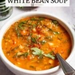 pin image 1 for Mediterranean white bean soup.