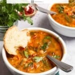 pin image 2 for Mediterranean white bean soup.