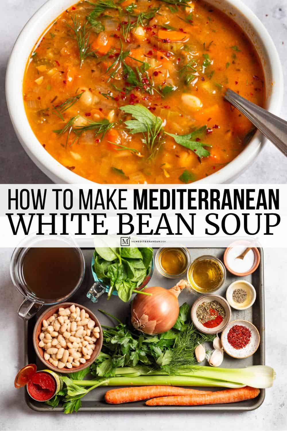 pin image 3 for Mediterranean white bean soup.