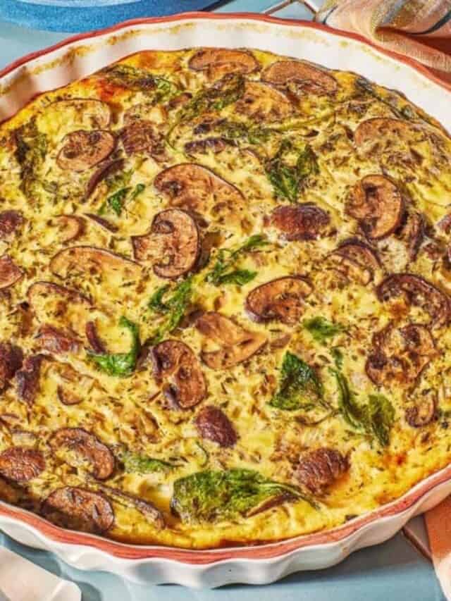 Crustless Quiche with Spinach and Mushrooms - The Mediterranean Dish