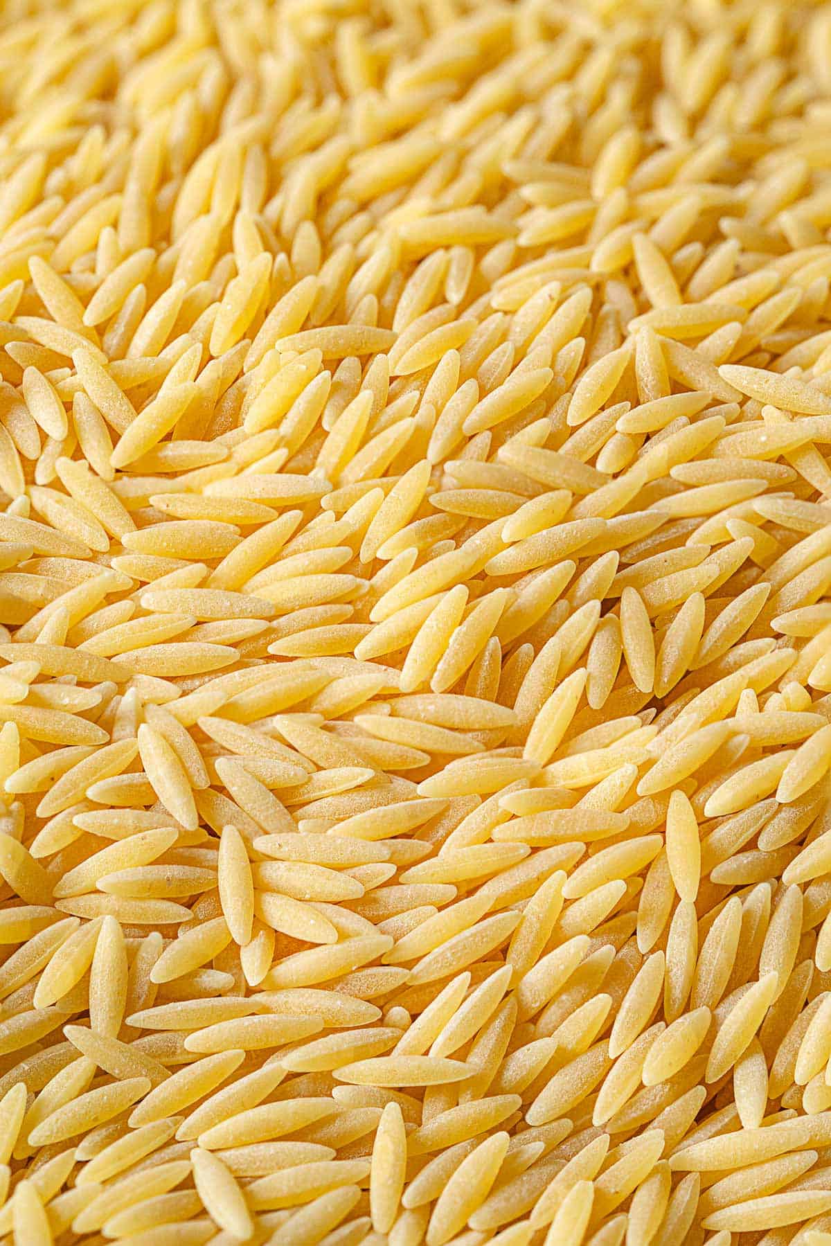 a close up photo of uncooked orzo pasta.