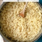 Pin image 1 for how to cook orzo.