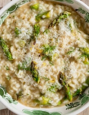 Asparagus risotto web story poster image.
