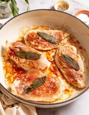 Chicken saltimbocca web story poster image.