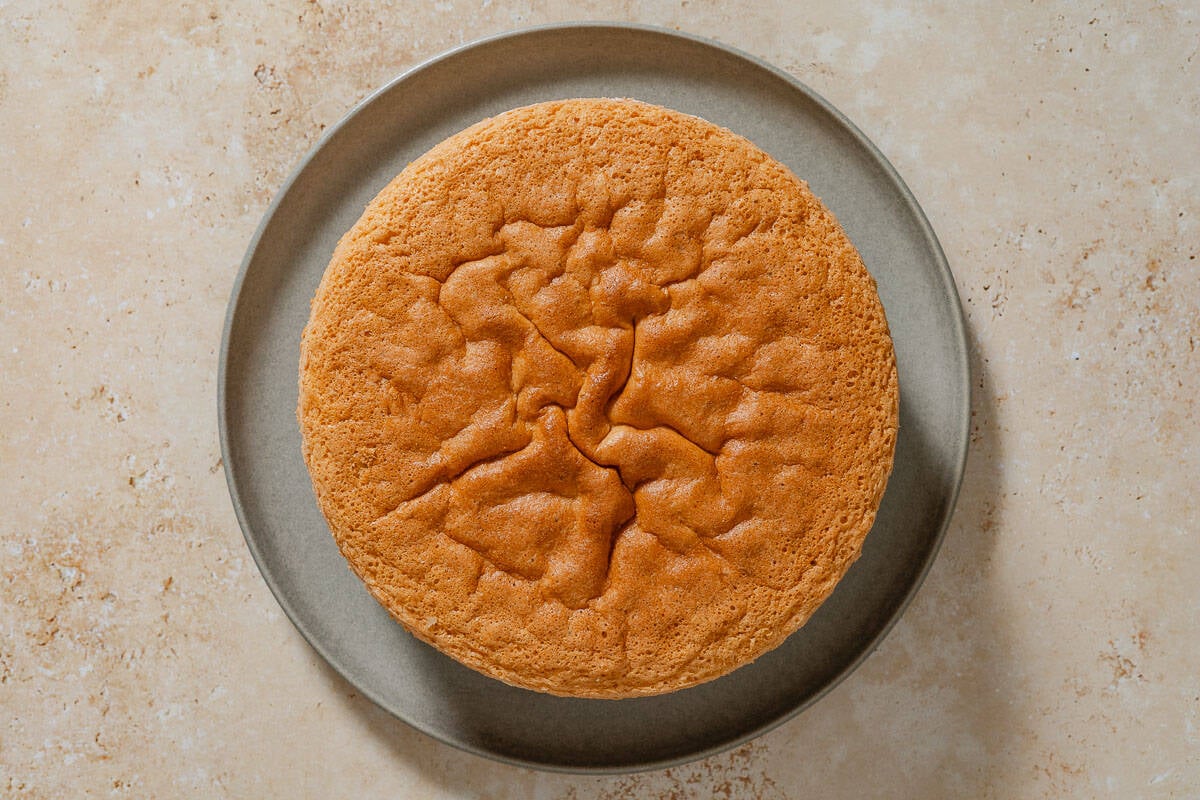 The just baked cassata cake on a platter.