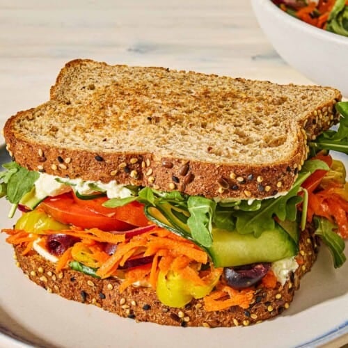 Veggie Sandwich Recipe The Mediterranean Dish Vegetable Sandwich Cropped 1 500x500