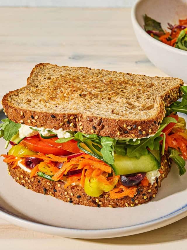 Veggie Sandwich with Whipped Feta and Peperoncini - The Mediterranean Dish