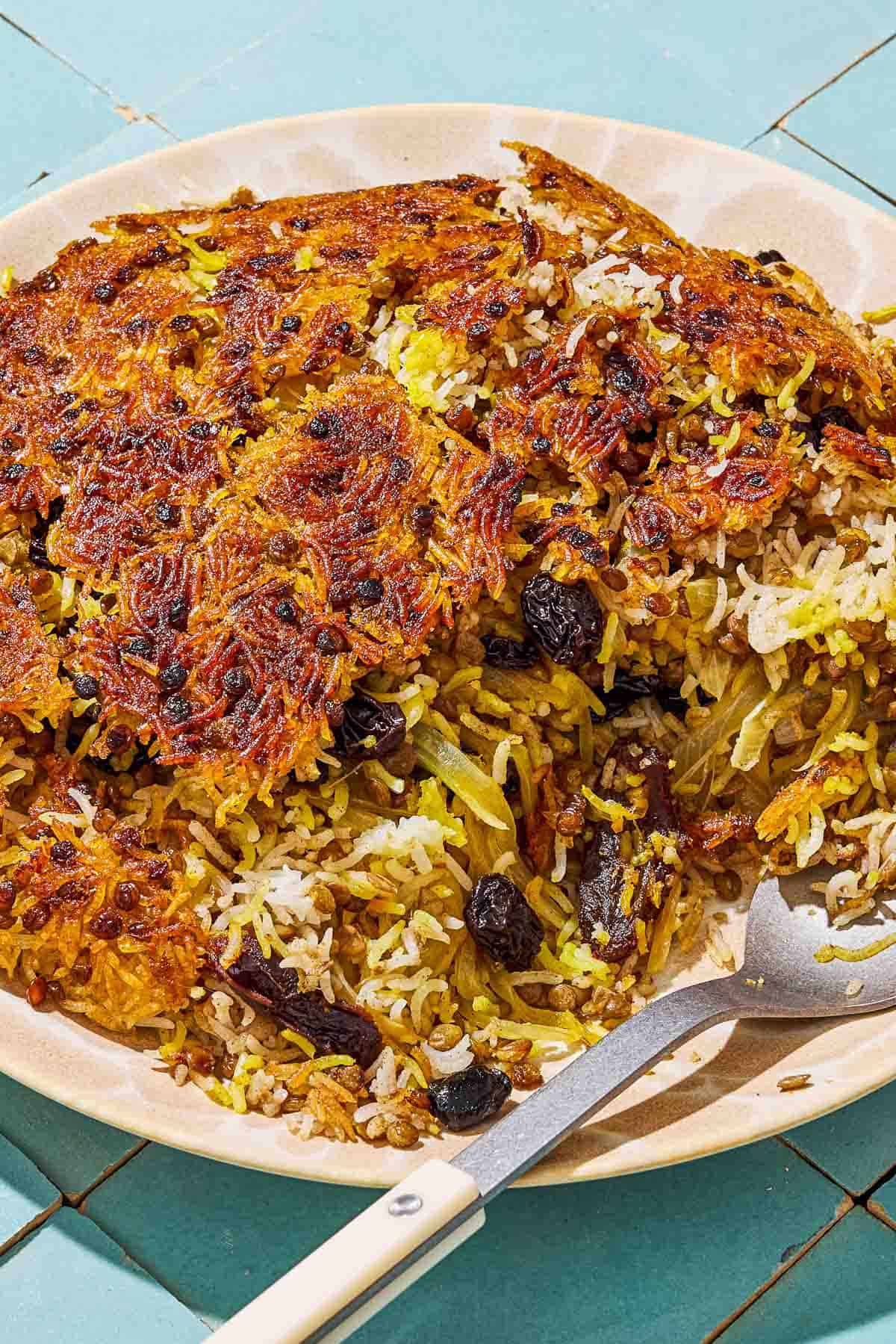 Adas Polo (Persian Rice and Lentils with Caramelized Onions, Dates and Raisins)-image