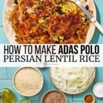 Adas polo (lentils and rice recipe) pin image 3.