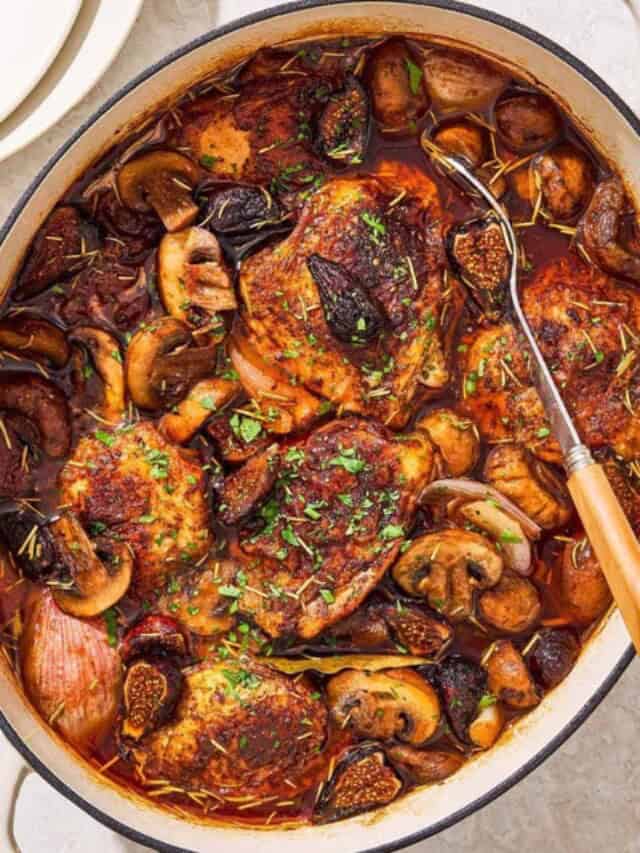 Braised Chicken Thighs With Mushrooms And Dried Figs