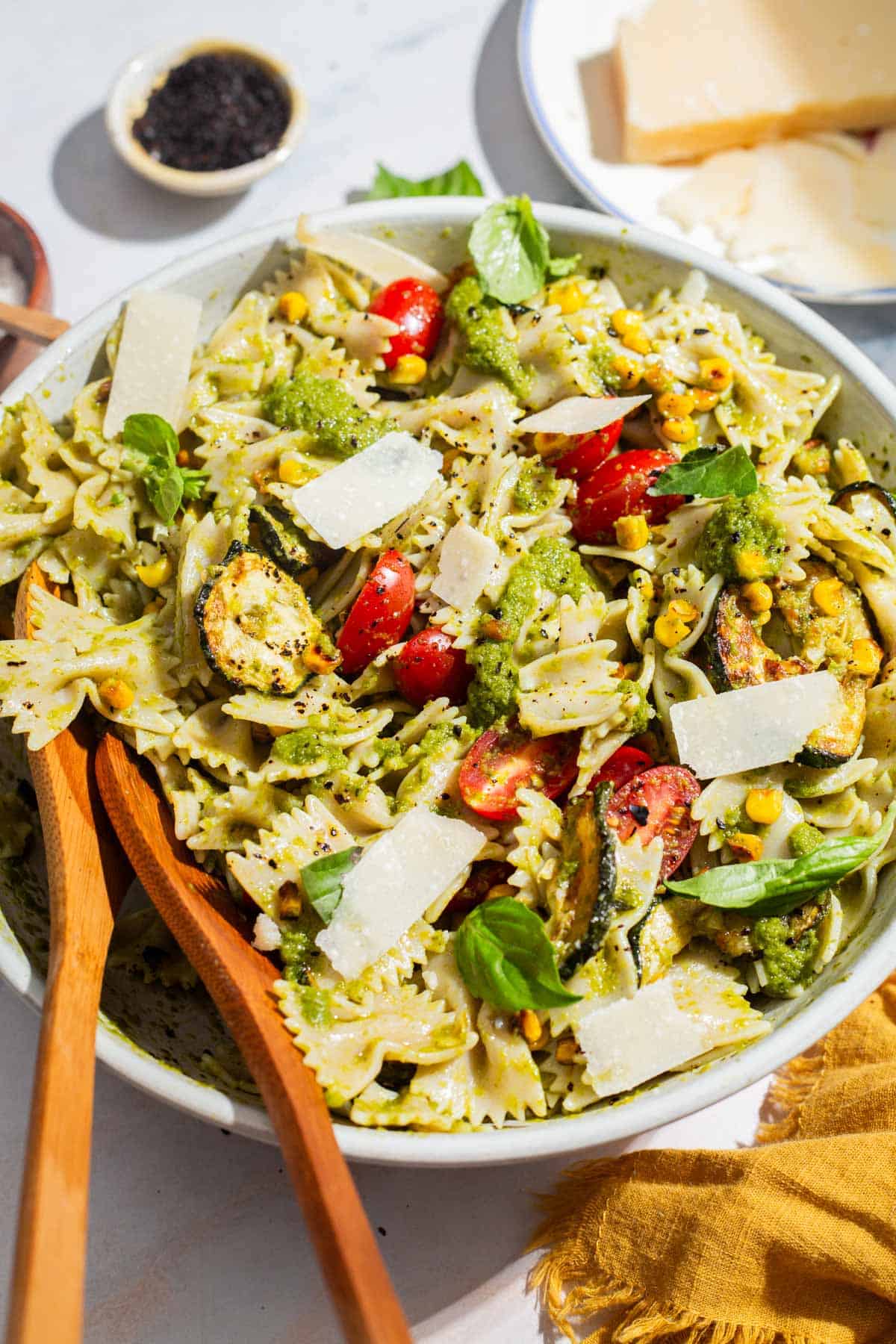 Summer Pasta Salad with Corn, Zucchini, and Basil Vinaigrette