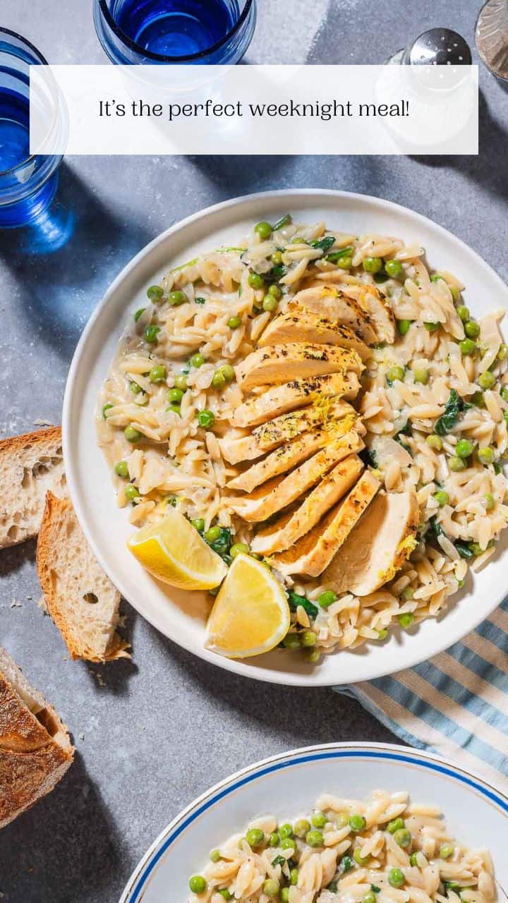 One-Pan Lemon Chicken Orzo With Peas And Spinach - The Mediterranean Dish