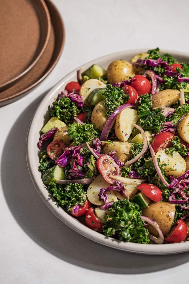 Healthy Potato Salad with Kale, Tomatoes, and a Lemony Basil Pesto Dressing-image