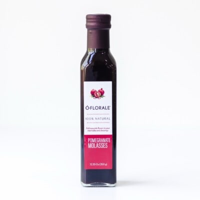 A bottle of pomegranate molasses from the mediterranean dish.