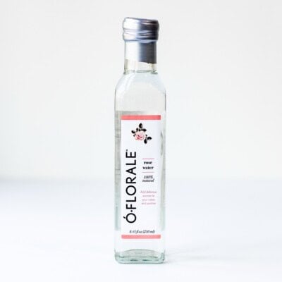 A bottle of rose water from the mediterranean dish.