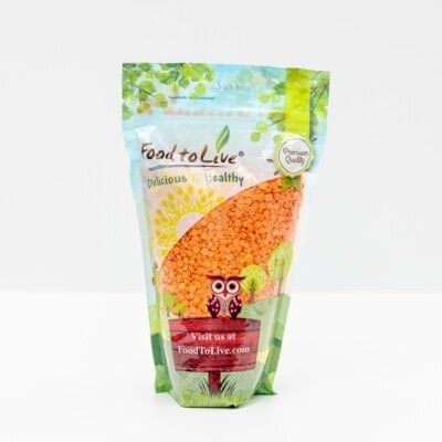 A package of red lentils from the mediterranean dish shop.