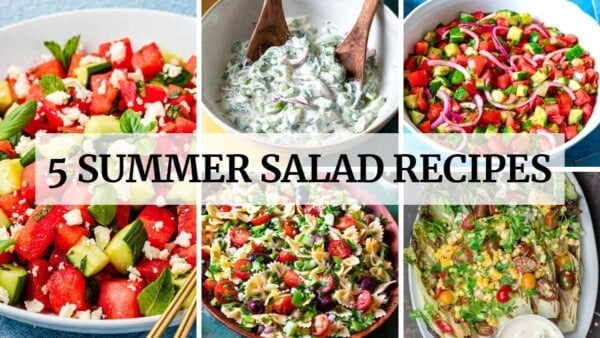 Video for 5 summer salad recipes.