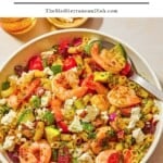 Shrimp pasta salad pin image 1.