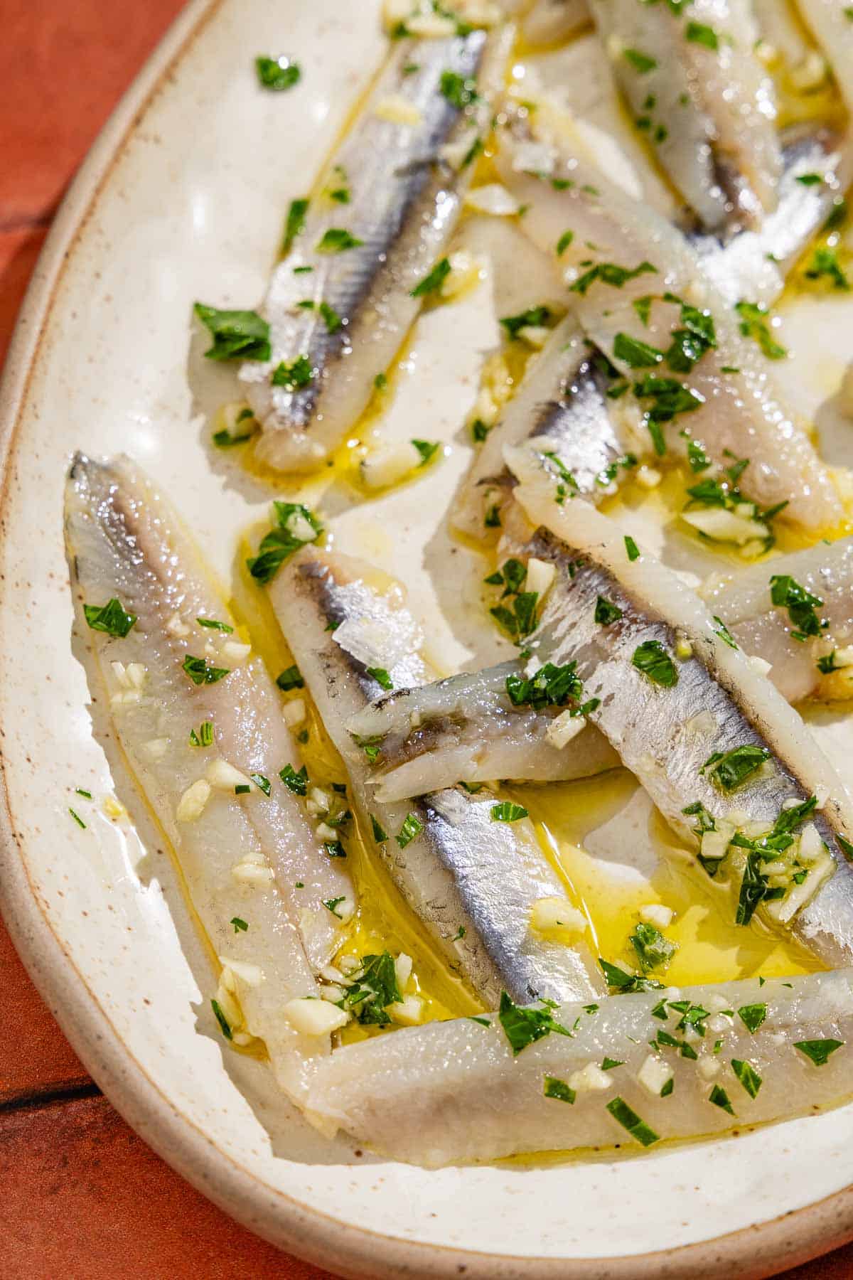 Boquerons on a plate.