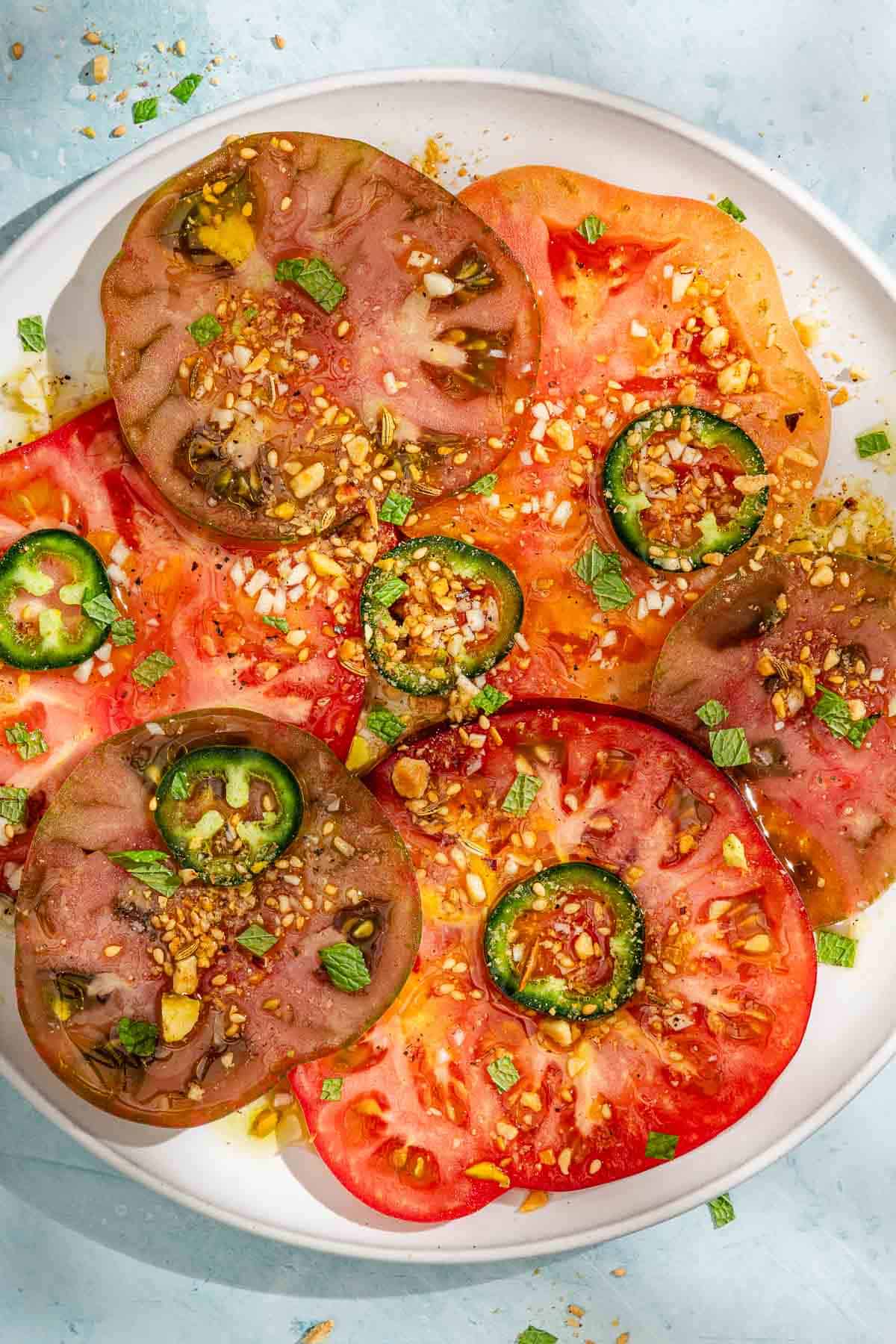 Heirloom Tomato Salad with Dukkah and Mint