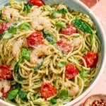 Shrimp pesto pasta pin image 2.