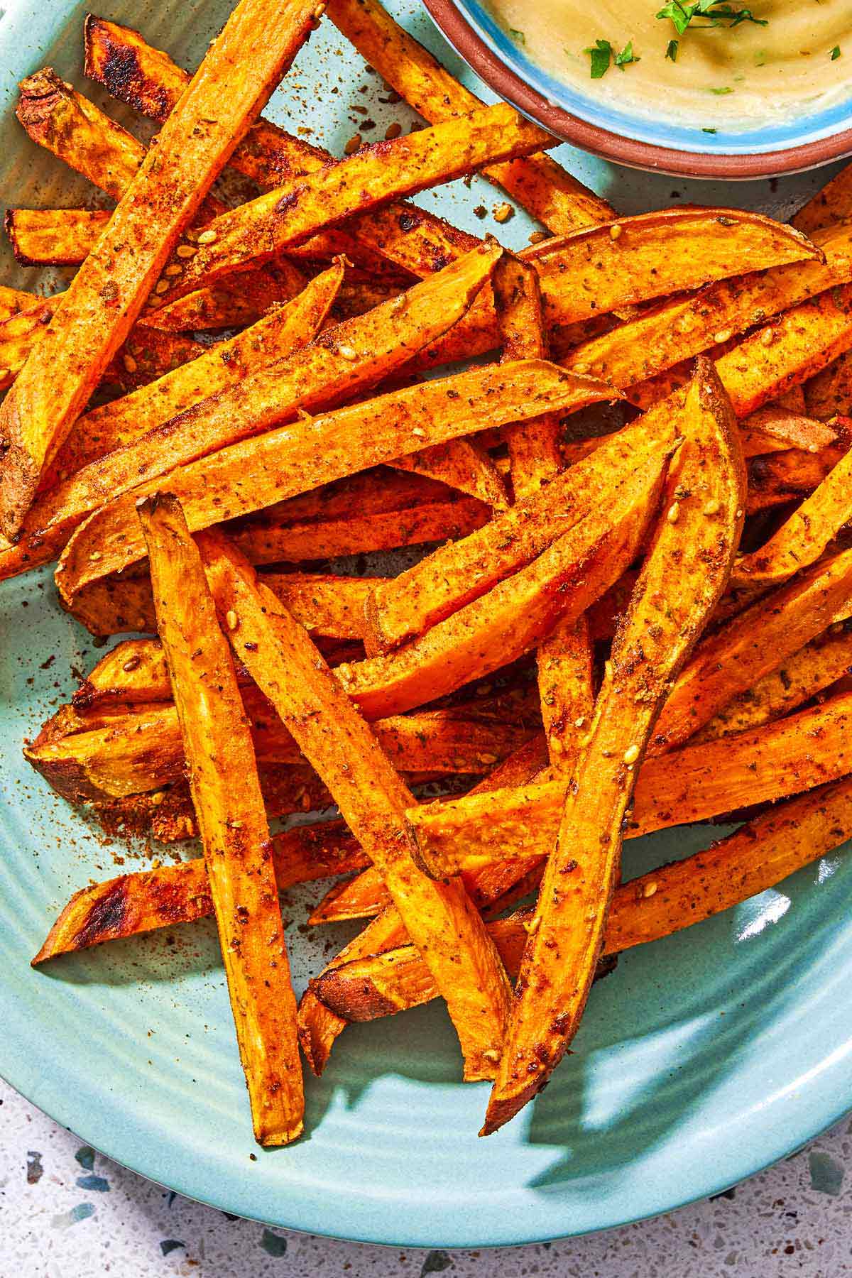 Crispy Baked Sweet Potato Fries with Za'atar and Tahini-image