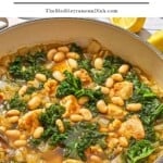 white bean and kale soup pin image 1.