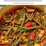 Pin image 1 for Fasolakia, or Greek Green Beans.