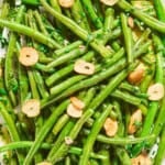 A close up of italian green bean salad.