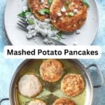 Pin image 3 for leftover mashed potato pancakes.