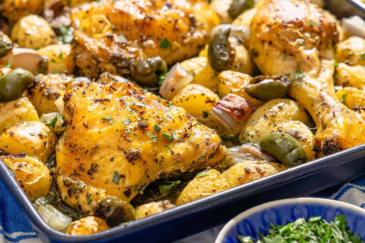 Roasted Chicken and Potatoes with Herbes de Provence and Olives