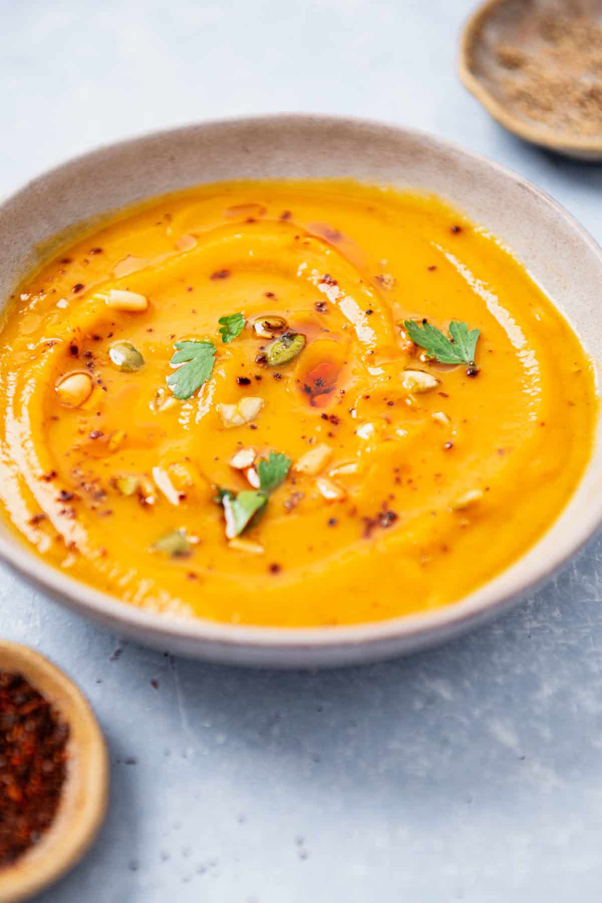 Butternut Squash Soup with Apple, Fennel, and Aleppo Pepper