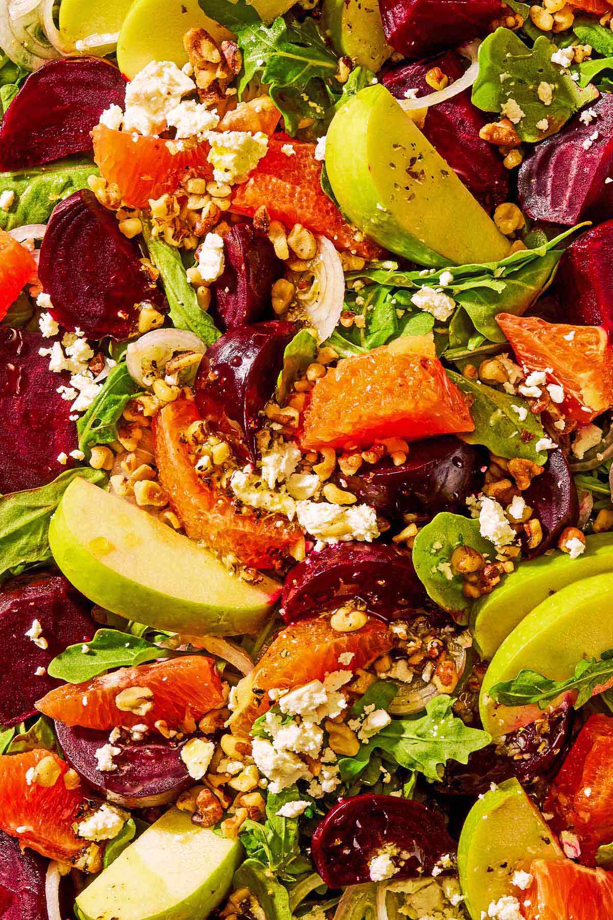 A close up of the beet salad recipe.
