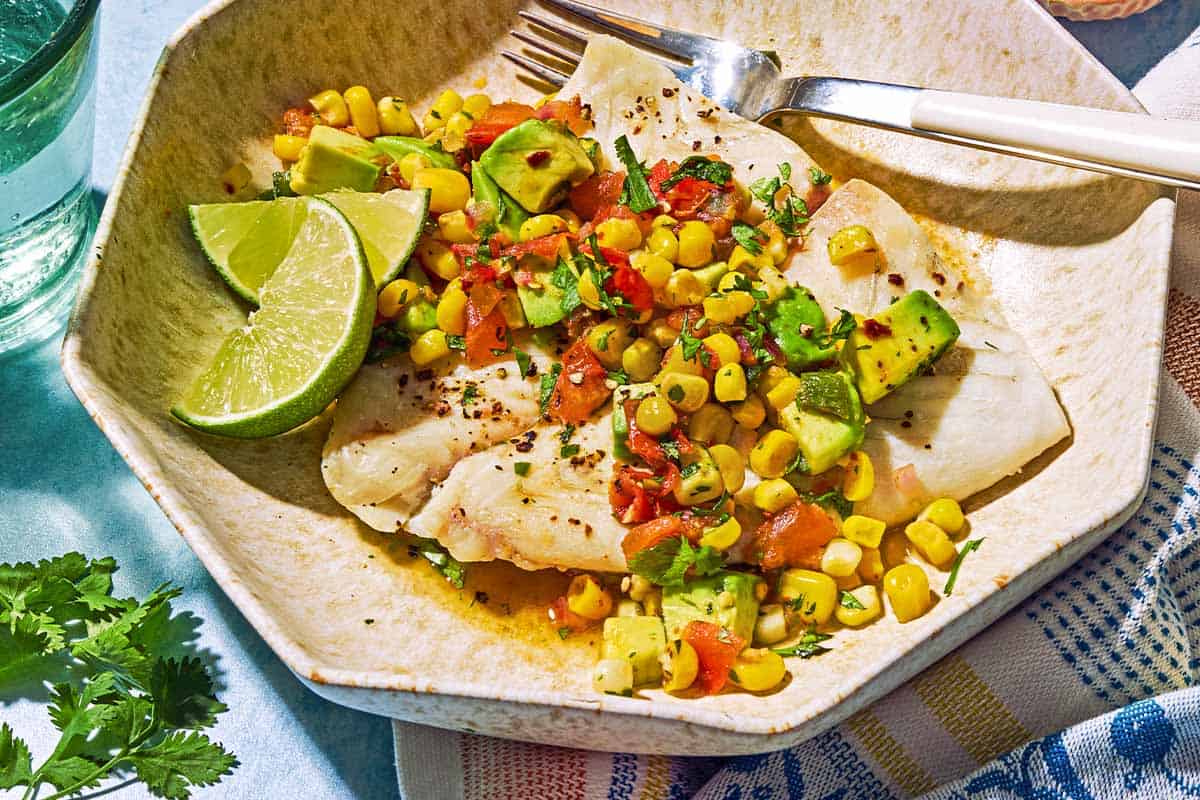 Poached Flounder with Sweet Corn Salsa