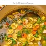 Chicken tortellini soup pin image 1.