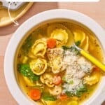 Chicken tortellini soup pin image 2.