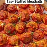 Mozzarella stuffed meatballs pin image 2.
