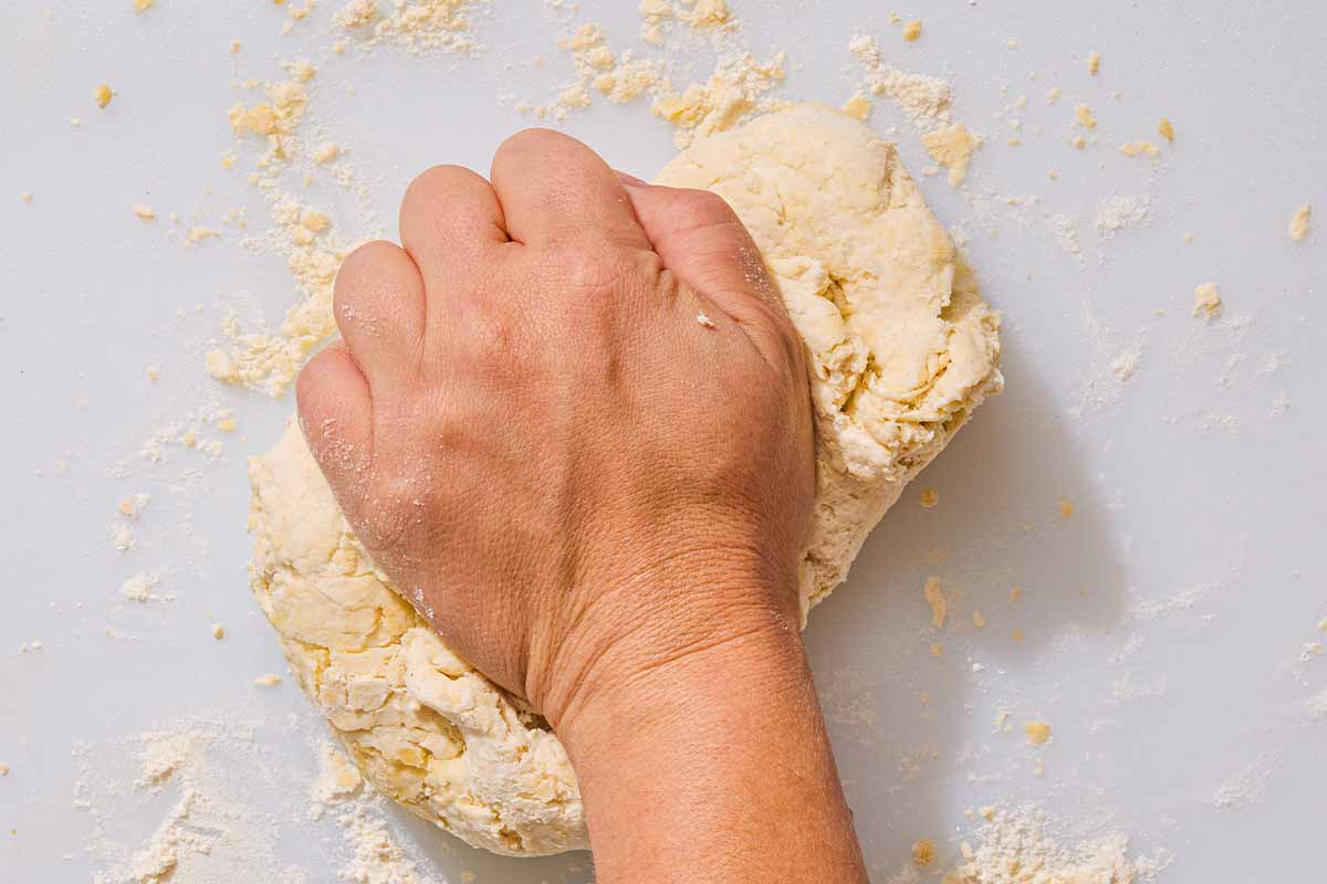 The dough for the flatbread recipe being kneaded.