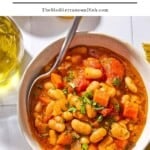 Vegetarian soup recipe pin image 1.