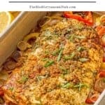 Baked fish recipe pin image 1.