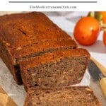 Persimmon bread recipe pin image 1.